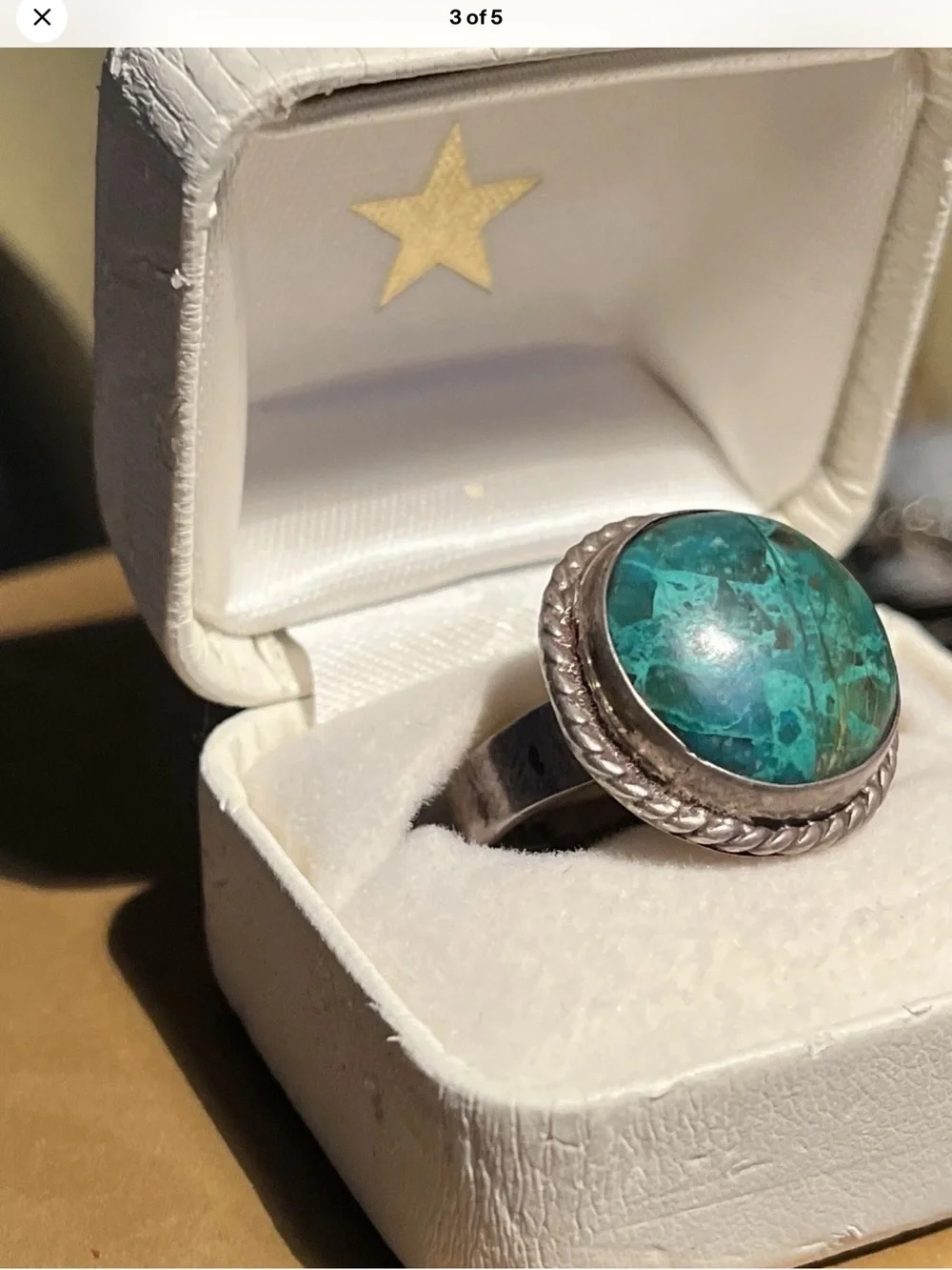 Sterling Silver Teal Turquoise Cabochon Ring